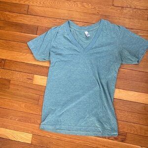 American Apparel Light Blue V-Neck Short Sleeve Tee